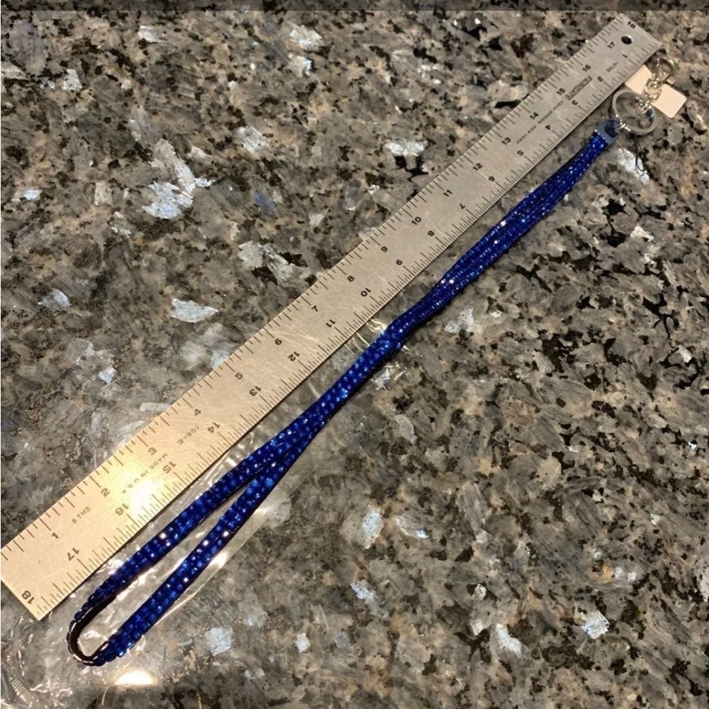 🛑 NEW Blue Rhinestone ID Badge Holder Keychain Lanyard
